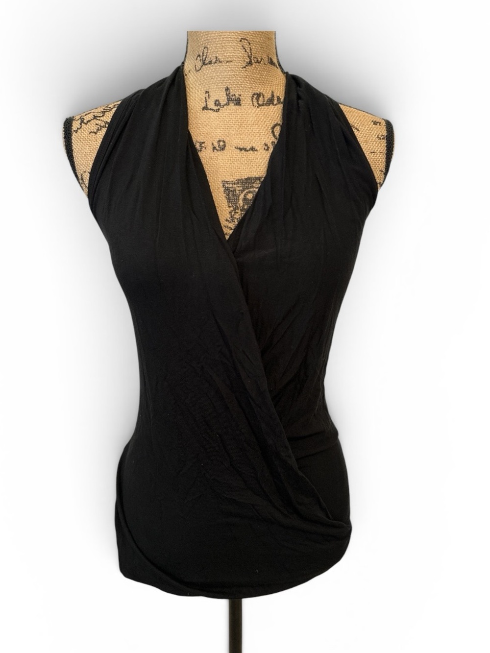 Banana Republic Black Sleeveless Wrap Halter Top